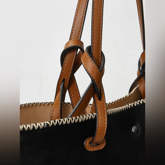 Elegant colorblock shoulder tote bag - Picture 7 of 10